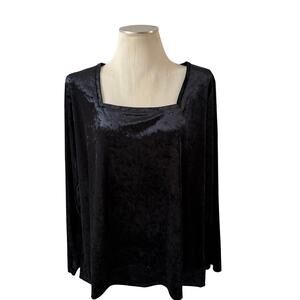Black Velvet Square Neck Blouse Plus Size 3X Whimsygoth Fairy Grunge Stretch